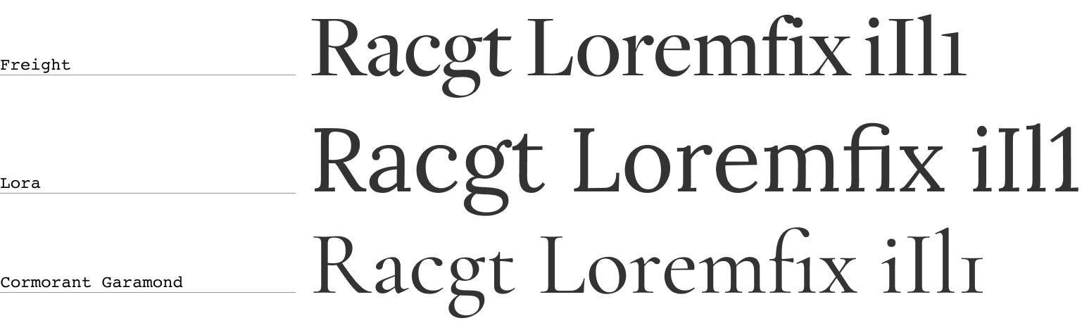 Difference between Freight, Lora and Garamond The difference between Freight, Lora and Garamond