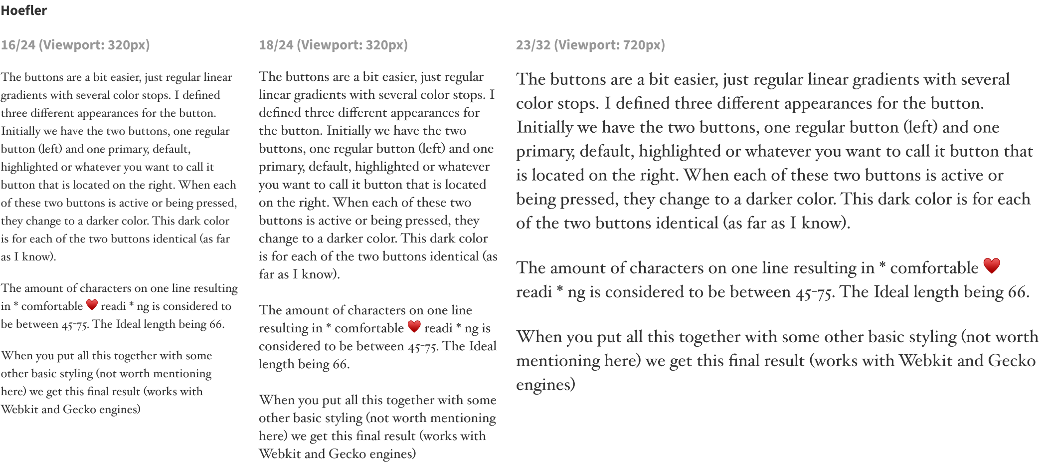 Hoefler Text in different viewports Hoefler Text in context of viewports