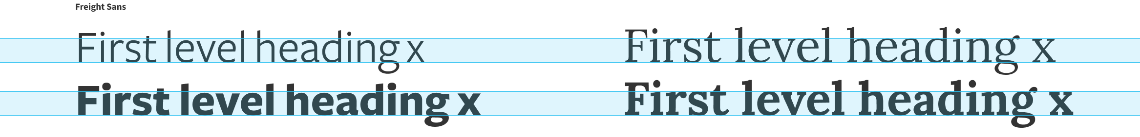 x-height compared to Freight x-height compared to Freight